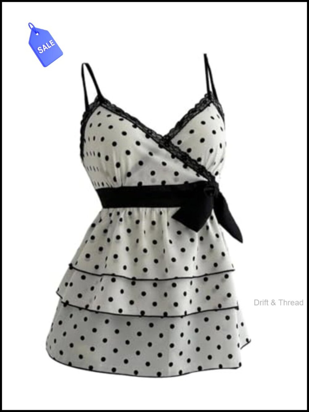 Polka Dot Babydoll Tank Top - Sleeveless Wrap V-Neck